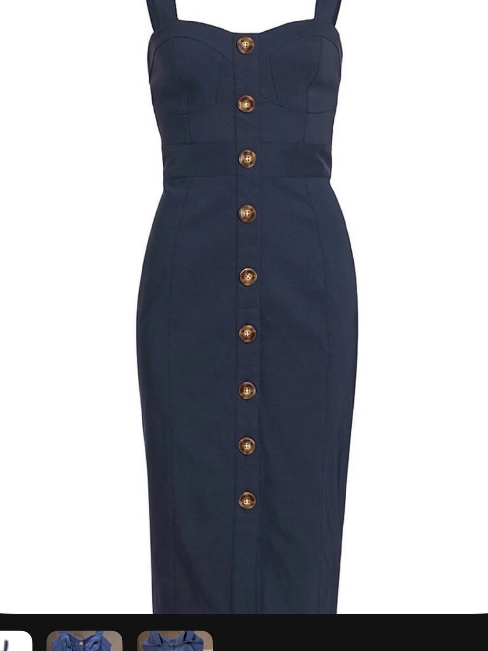 Veronica Beard Navy Button-Front Midi Dress